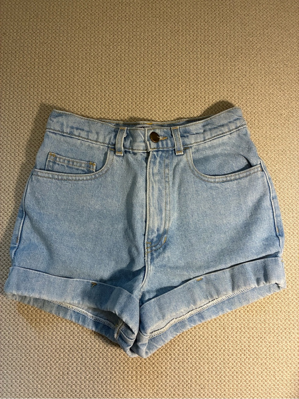 American Apparel Light Wash Women's Denim Shorts - Classic High-Rise Denim 26